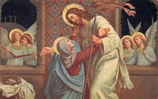 Wroblewski 1924 Easter Wishes Mother Mary Crown Thorns Jesus Vtg Postcard CP384