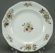 Thomas Furnival Floral Pattern Hand Colored Transferware 8 1/4 Plate C1844-1846