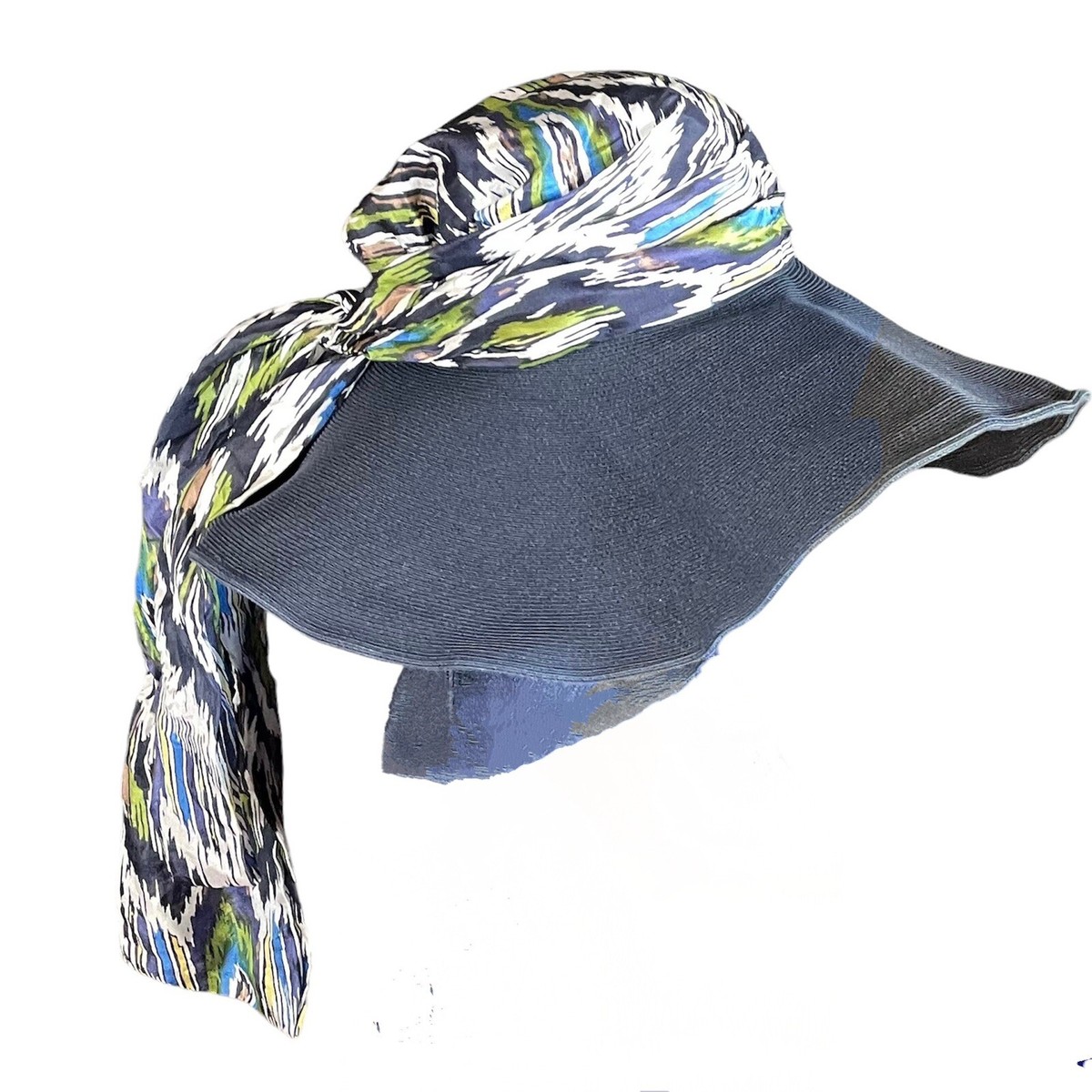 San Diego Hat Company Women\'s Quilted Wide-Brim Hat - Blue San Diego Hat Co Oversized Floppy Packable Blue Scarf Sun  main image 2