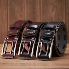 Luxury Men Genuine Leather Cowhide Waist Belt Alloy Pin Buckle Waistband Strap