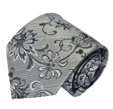 Men's Flower Design Light Gray Tie