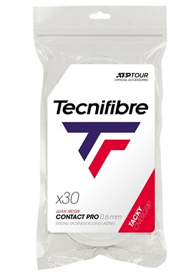 Tecnifibre CONTACT PRO Tennisschläger Overgrips - 30er Pack - weiß - 0,6 mm Squash