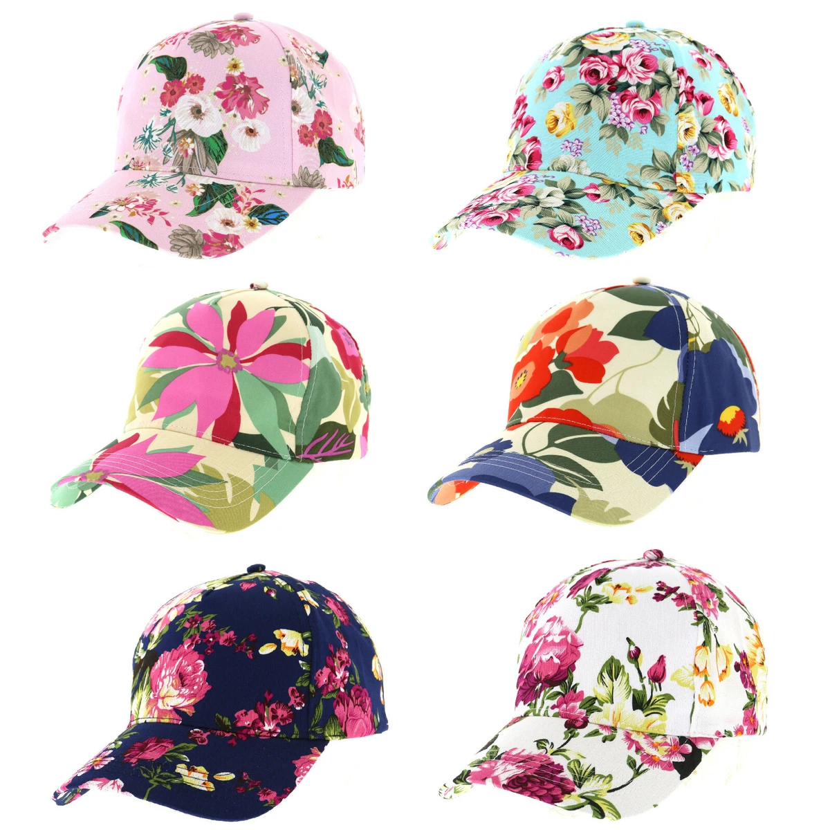 Ladies Floral Adjustable Baseball Cap Choice of Colours Patterns