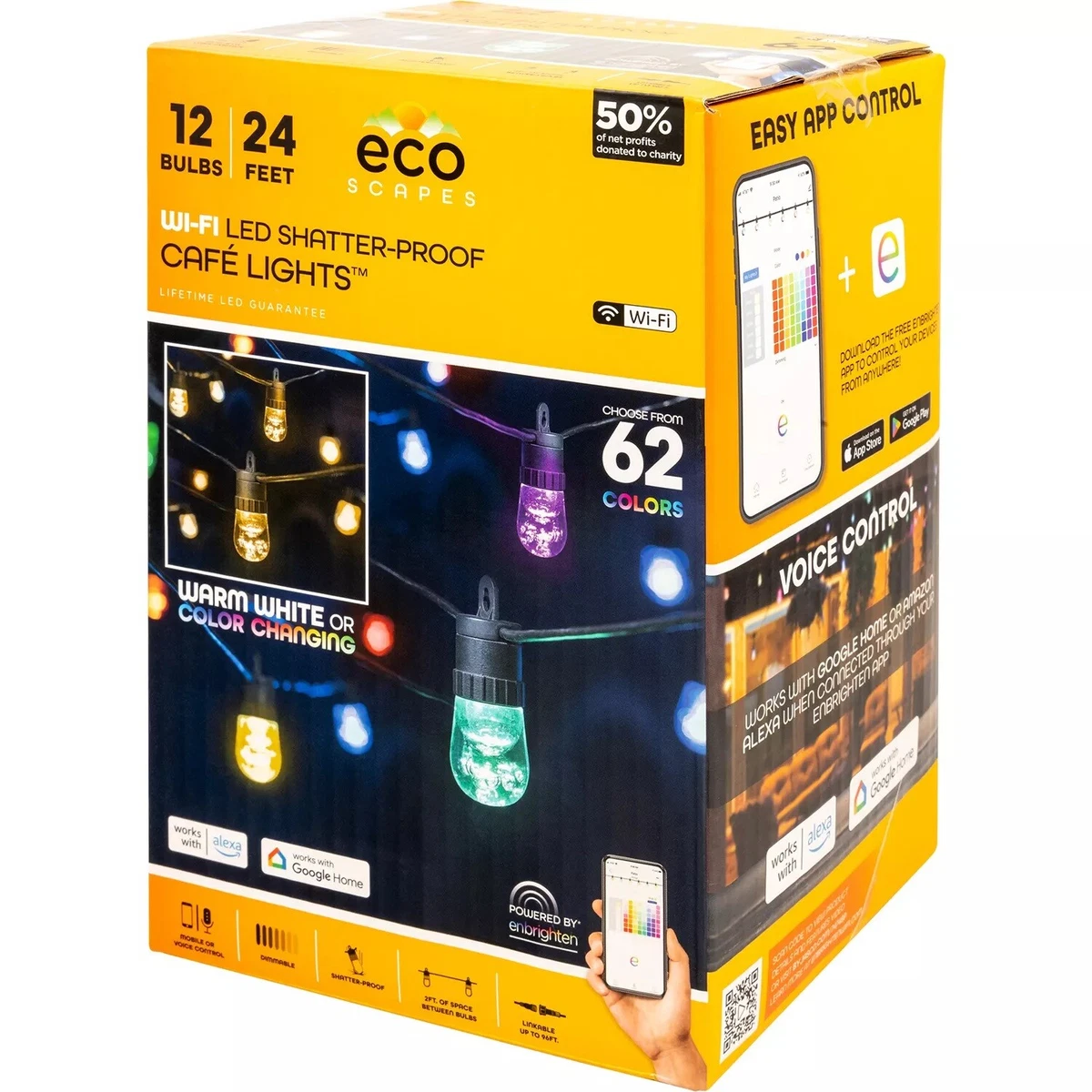 EcoScapes 24 Wi Fi Color Changing LED Caf Lights by Enbrighten