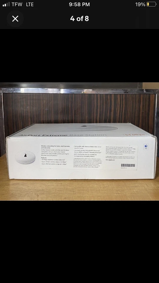 Apple M8799LL/A 54 Mbps 1-Port 10/100 Wireless G Router - Image 2 of 2
