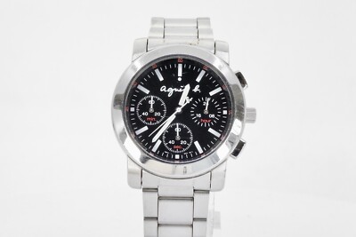 agnès b.　10ans AGNES B V654-0A10 CHRONOGRAPH STAINLESS STEEL MENS WATCH +