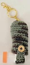 Asthma Inhaler Holder Case Tall Size Handmade Crocheted Cotton Keyring Keychain 