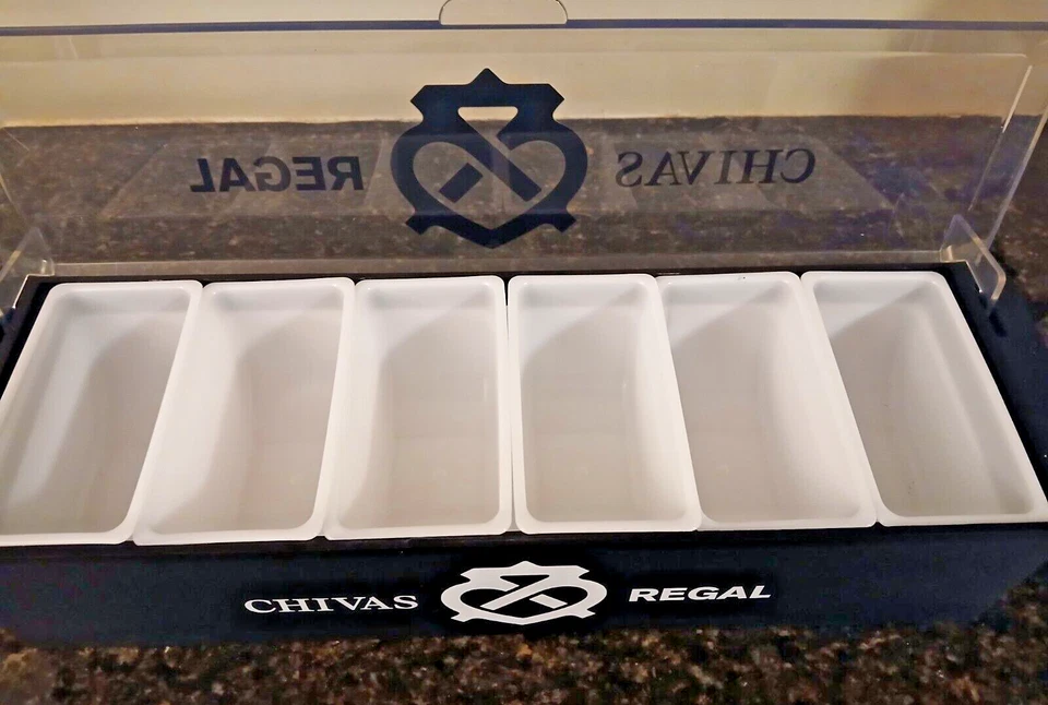 Civas Regal Scotch 6 Compartimentos Condiment Caddy NOVO - Imagem 3 de 4