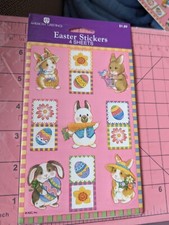 VINTAGE AMERICAN GREETINGS STICKERS EASTER BUNNY BUNNIES EGGS SPRING 4 SHEETS