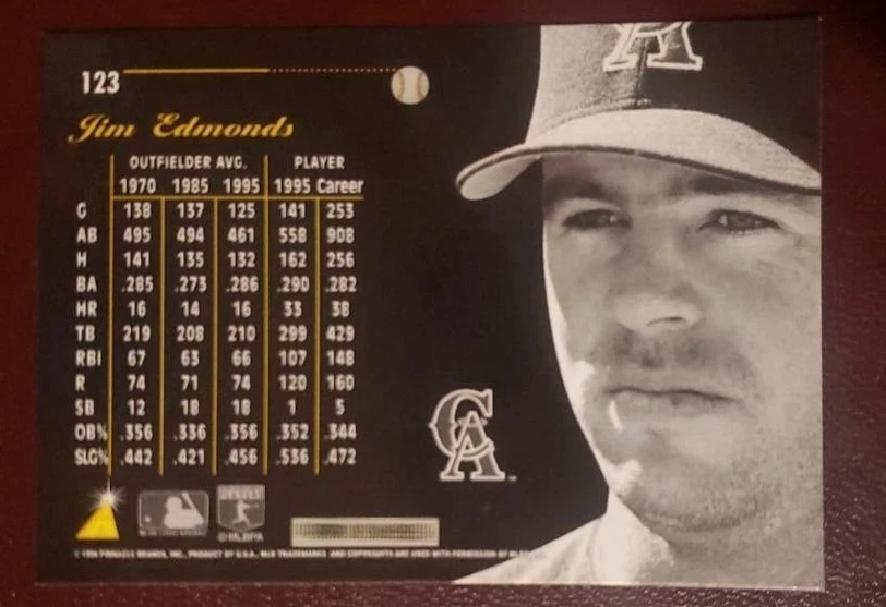 1996 Aficionado by Pinnacle Jim Edmunds OF California Angels **40% OFF 2 or MORE - Image 2 of 2