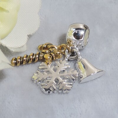 Christmas 925 Candy Cane/Snowflake/Bell Bead Charm IBB Dangle