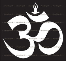 Om-Yoga - Hindu Religious Symbol - Vinyl Die-Cut Peel N' Stick Decals/Stickers