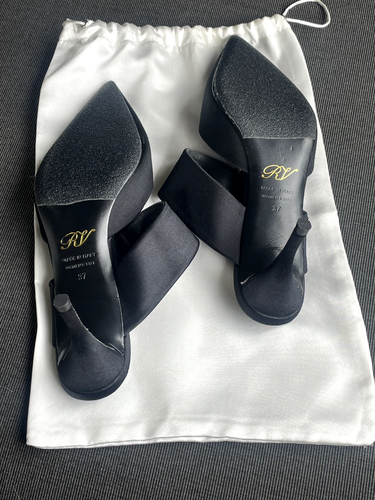 Womans Shoes Roger Vivier Strass Crystal Buckle Mules Slides Heels Satin 37 - Picture 13 of 24