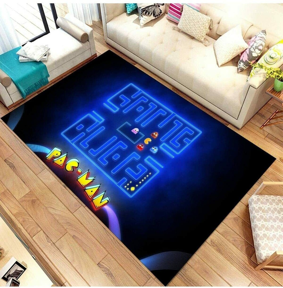 Pacman, Arcade Rug, Retro Game Rug, Space Invaders Fans Pozino