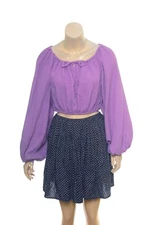 Rhode Resort Haru Top S 6 Women's Casual Long Sleeve Boho Crop Blouse NEW 35338