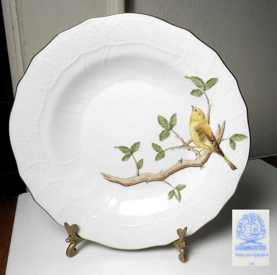 Herend SONGBIRD Warbler 8 1/4" Dessert Plate, MINT/UNUSED
