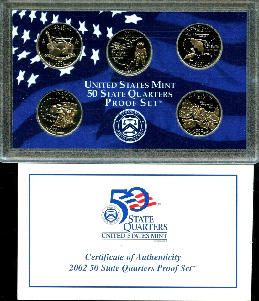 2000-S US Proof State Quarter Mint Set 5 Coins CN CLAD 20cct0801 - Image 2 of 3