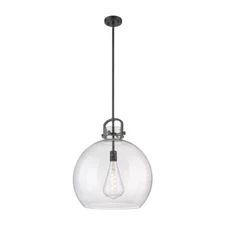 Innovations Newton Sphere 1-Lt 18" Stem Pendant, MB/SG - 410-1SL-BK-G410-18SDY