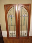 Pair Of Antique Arts & Crafts Stained Glass Cabinet Doors C 1910 — photo 1