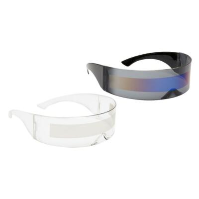 2er Pack lustige Alien Sonnenbrille mit schmalem Seitenschutz Rave verspiegelte Brille Kostüm