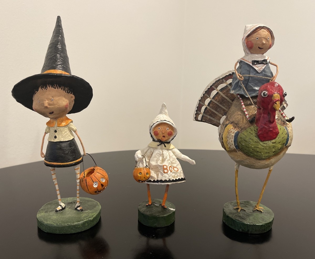 Vintage Lori Mitchell Figurines Set of (3) ~ Halloween Witchy