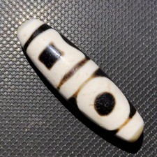 unico totem magico tibetano vecchia agata doppio cielo e terra dZi Bead