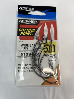 owner cutting point hook extra wide gap plus 5/0 5139-151 black chrome