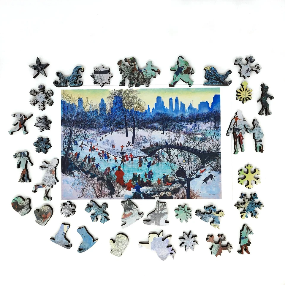 Wooden Jigsaw Puzzle for Adults by FoxSmartBox -180 Pcs -Skating in Central Park - Image 4 of 4
