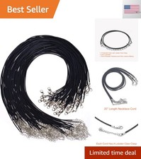 100Pcs Black Waxed Necklace Cord with Clasp Bulk for Bracelet Necklace and Je...