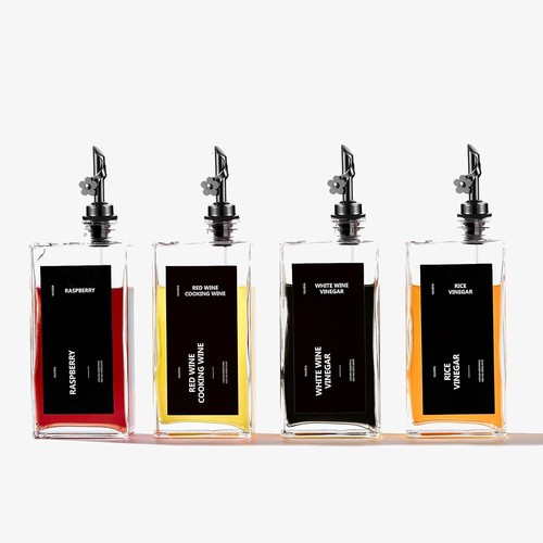 Elegante paquete de 4 dispensadores de aceite de oliva - 500 ml caños de vidrio y acero inoxidable sin BPA - Imagen 3 de 10