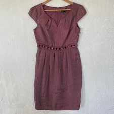 Adrianna Papell Dusty Rose Pink Beaded Waist Party Dress Short Sleeve Size 8