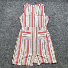 Old Navy Womens Linen Blend Striped Button Front Sleeveless Dress Multi Color L