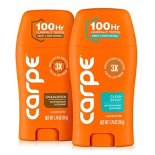 Carpe Deodorant Antiperspirant Men's Variety Pack 100 Hour Sweat Odor Cont...