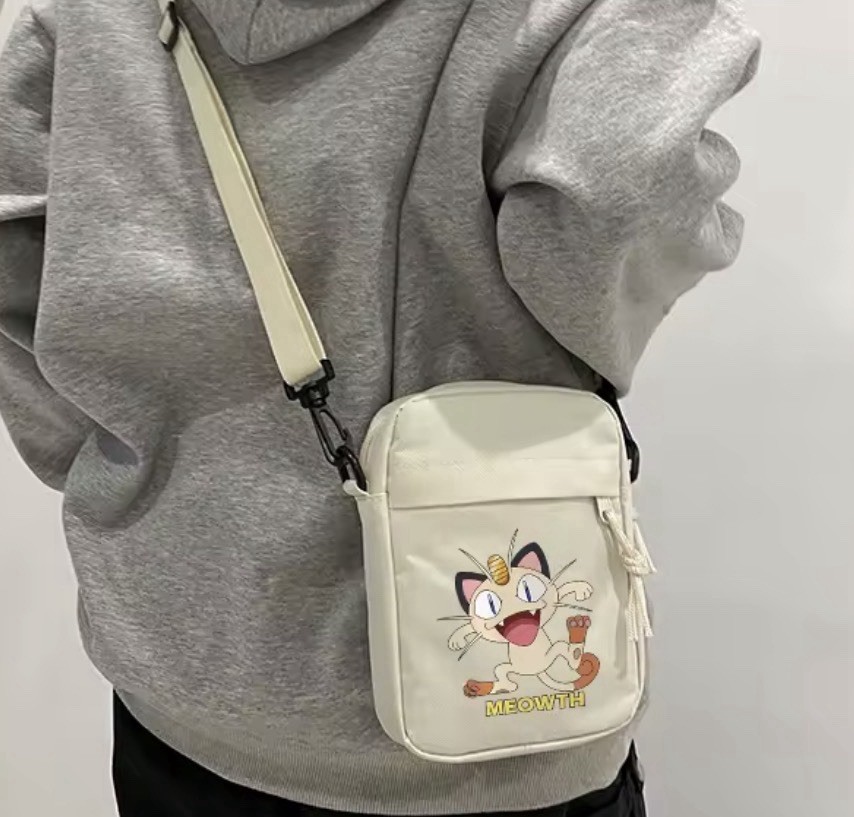 Pokemon Meowth Mini Nylon Letter Messenger Bag Wallet Coin P