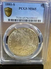 1881-S Morgan Silver Dollar $1 PCGS MS65 San Francisco Mint