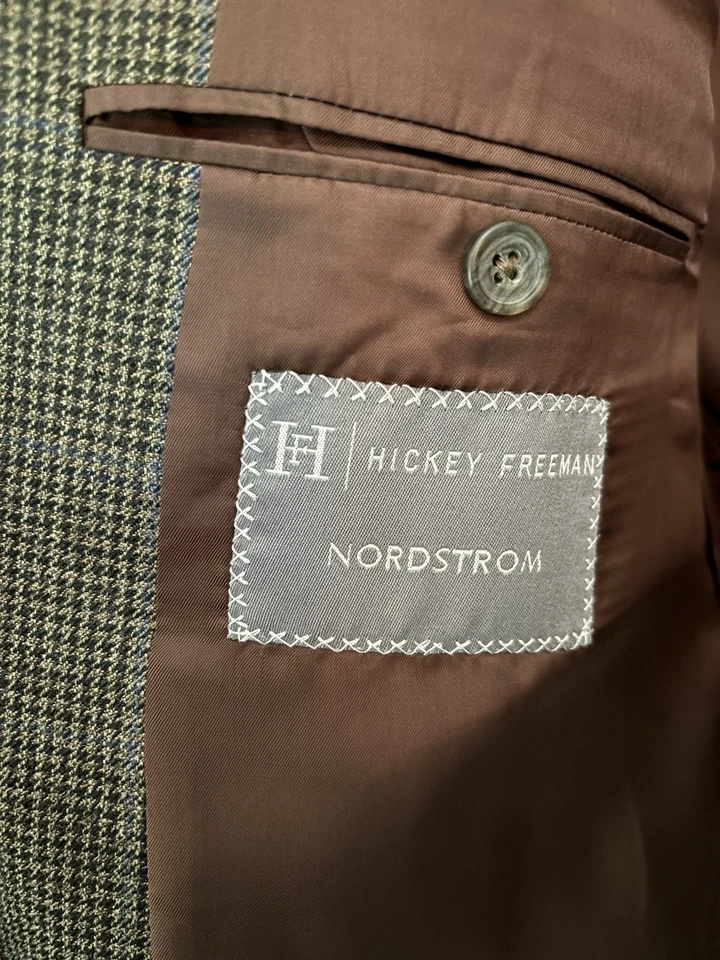 Abrigo deportivo Hickey-Freeman 48R todo el año lana/seda 2 botones cuadros finos usado en excelente estado Foto 2 de 4