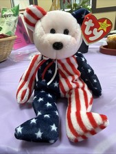 Spangle Ty Beanie Baby Pink Face Patriortic America Bear MWMT DOB July 14 1999