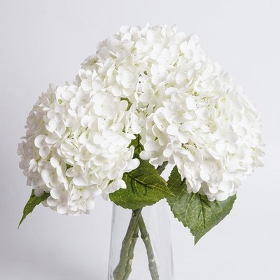 3 Pcs White Hydrangea Artificial Flowers 21'' Realistic Latex Faux Hydrangeas ...