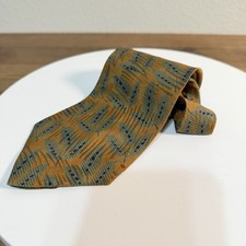 Giorgio Armani Men's Gold Green Brown Striped 100 Silk Tie; Made in ITALY