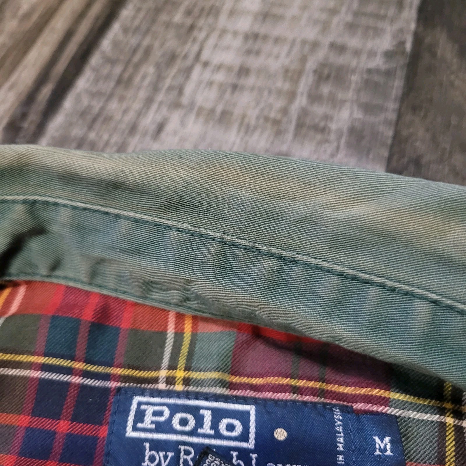 Vintage 90s Polo Ralph Lauren Harrington Bomber Jacket Plaid Lined Green Mens M