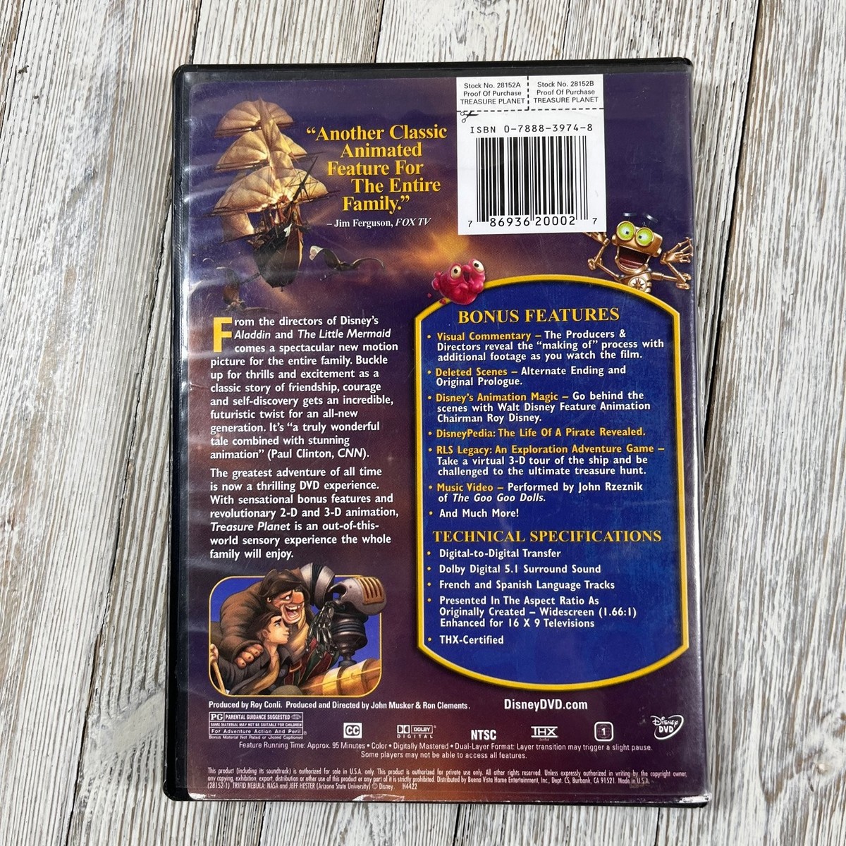 Treasure Planet DVD 2003 Disney Animated Sci-Fi Adventure John