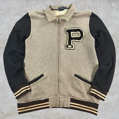 Polo Ralph Lauren Varsity XL Letterman Jacke Herren RL Athletic Club Beige Grau 