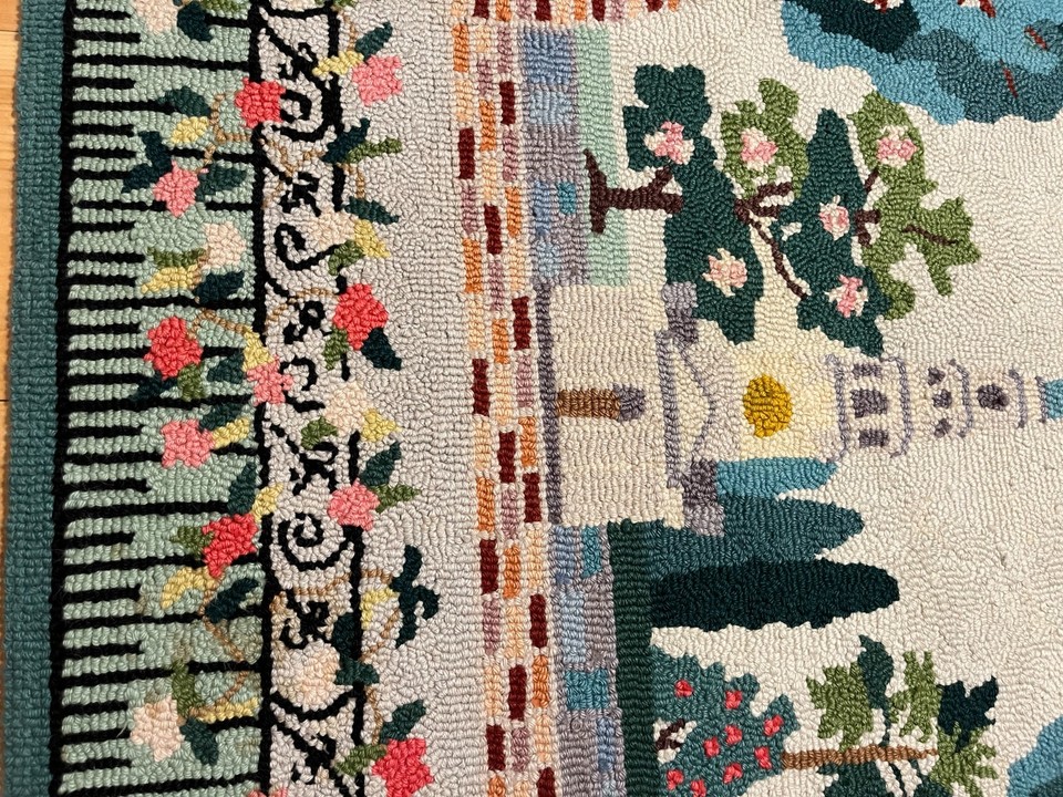 Vintage 1997 Claire Murray scenic pastel color Southern Charm rug with ...
