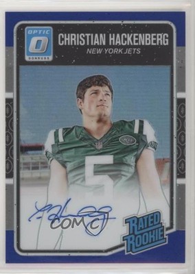 2016 Donruss Optic Blue Signatures 9/75 Christian Hackenberg Rookie Auto RC 9a7