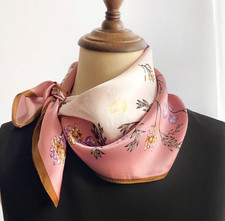 100 Silk 20" small Square Scarf Women neckerchief Wrap floral red pink WS458