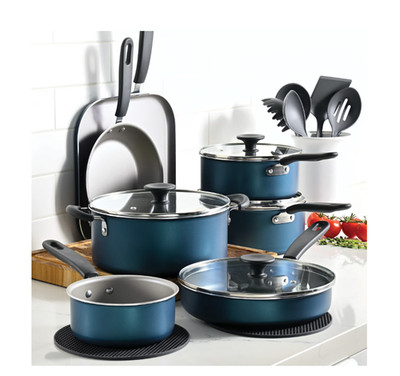 Tramontina Primaware 18 Piece Nonstick Cookware Set Pots & Pans Blue