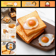 Realistic Fake Food Props - 4 Pcs Toast Bread  Fried Eggs for Display or Play