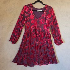 Taylor Babydoll Velvet Burnout Dress Women's Size 10 Boho Whimsigoth Floral