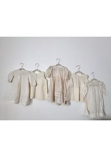 LOT of 5 Antique Vintage Victorian Baby Dresses Cotton Silk Lace Doll Prop