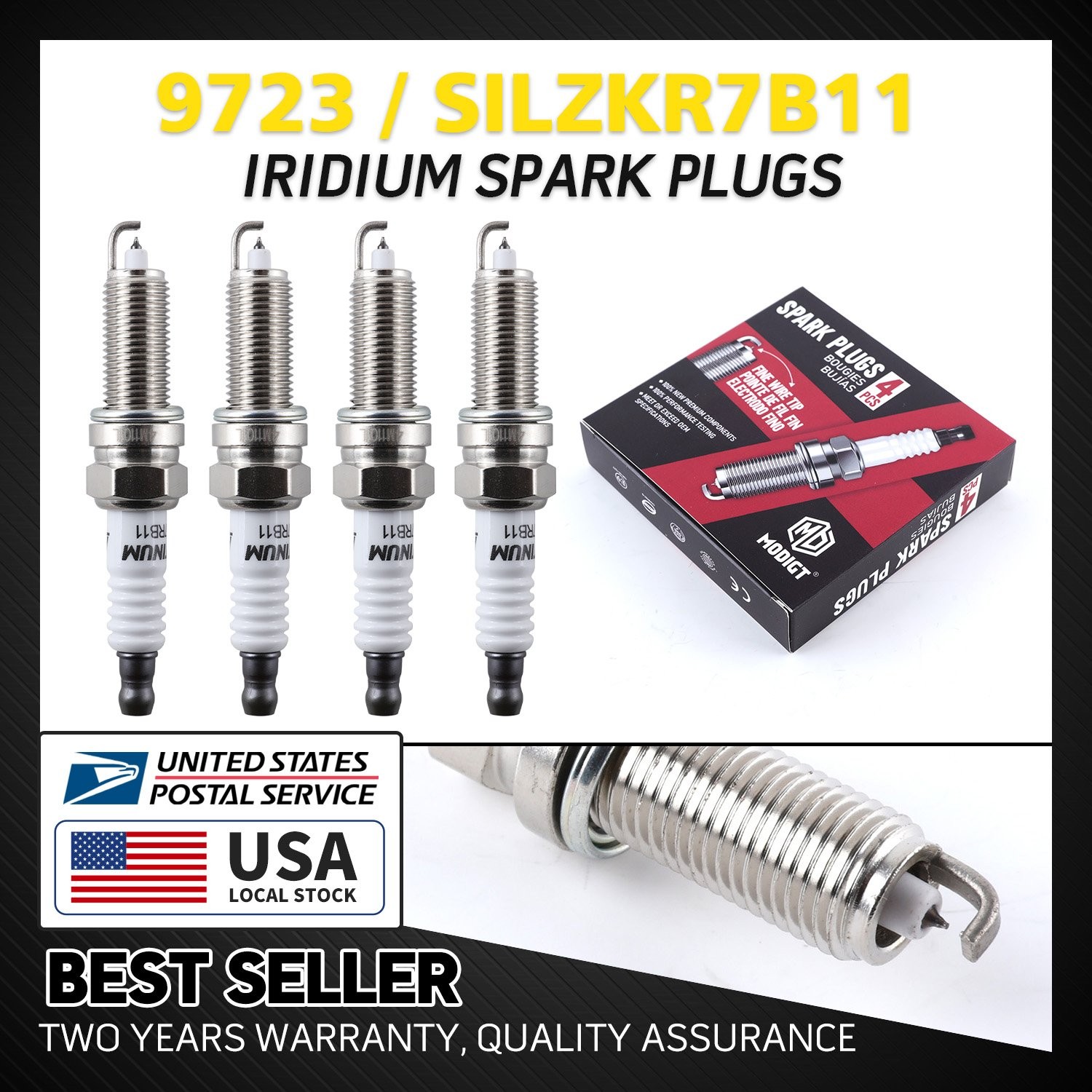 4Pcs New Quality Iridium 9723 SILZKR7B11 Spark Plugs For Hyundai Tucson Kia 2.0L